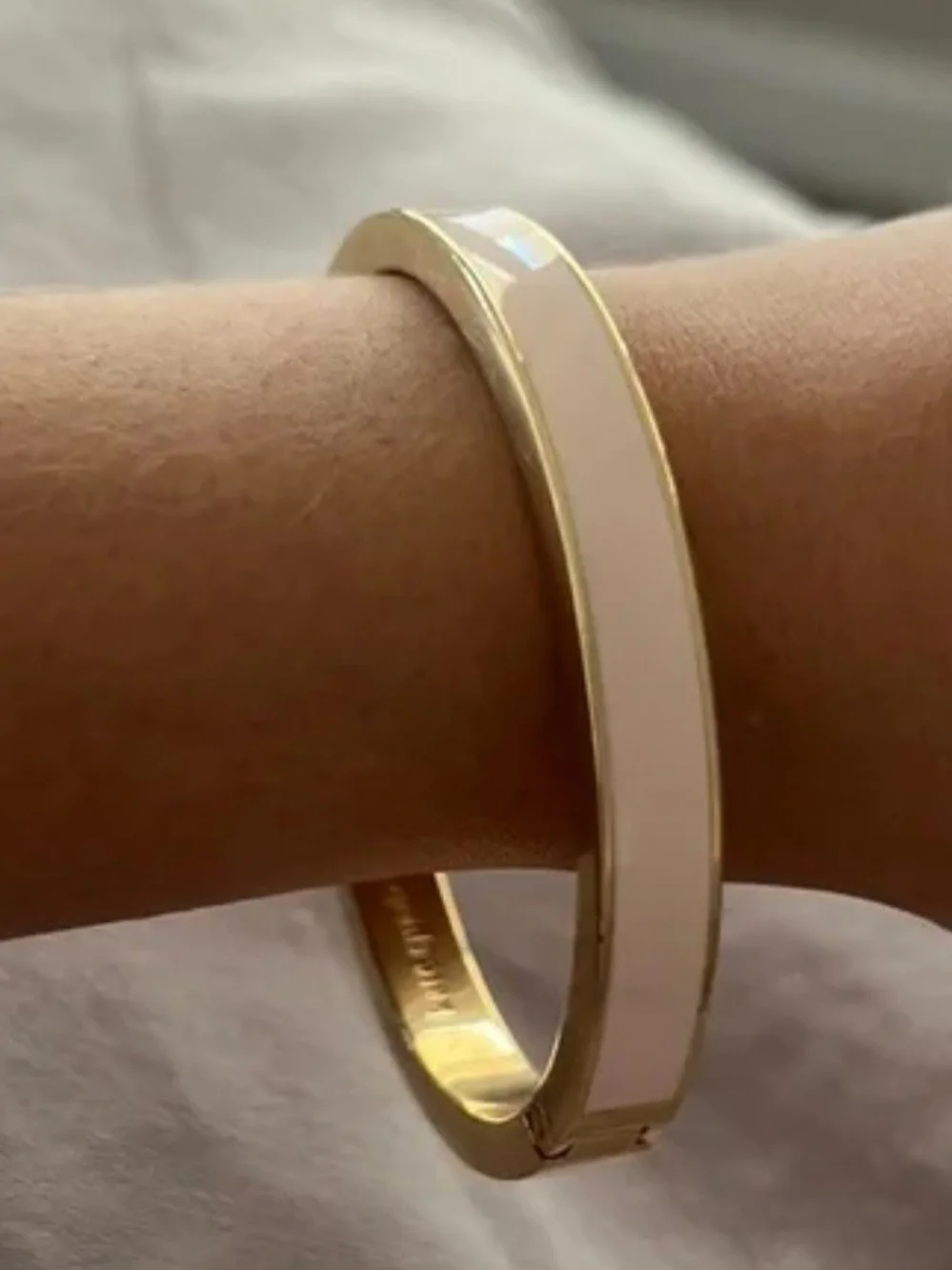 kate spade Gold Tone Bangle with Cream Enamel